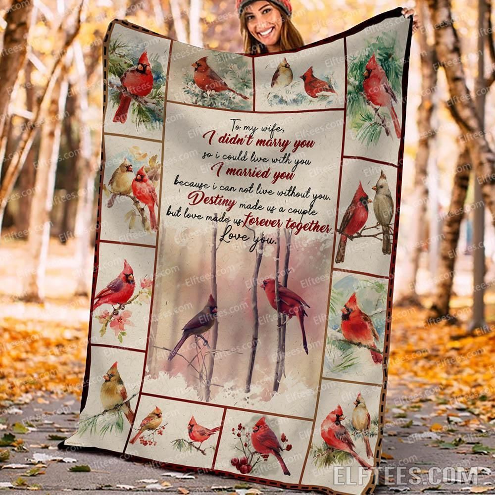 To My Wife Love Made Us Together Forever Cardinal Couple Sherpa Fleece Blanket