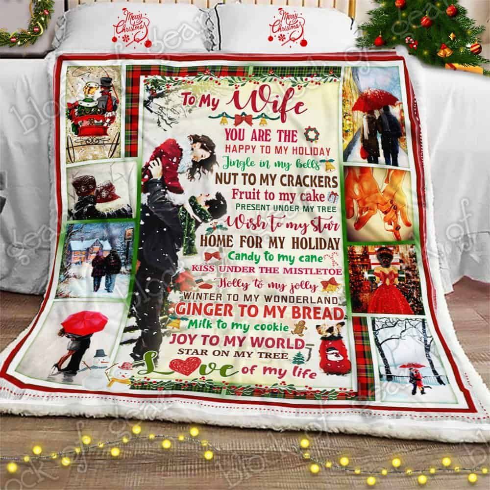 To My Wife Love Of My Life Christmas Fleece Blanket
