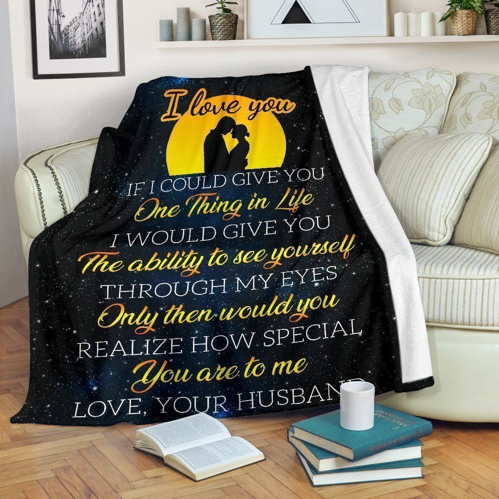 To My Wife Love Your From Husband Fleece Blanket