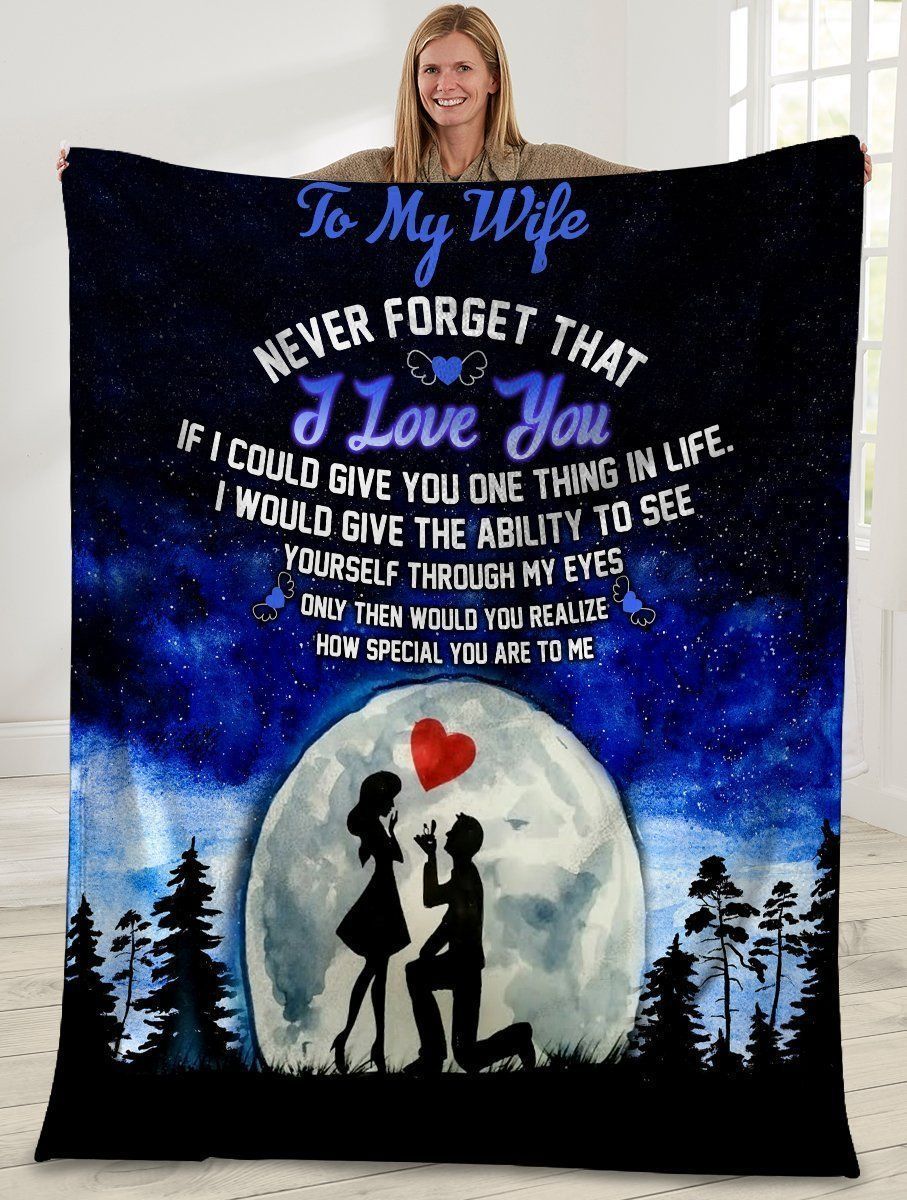 To My Wife Never Forget That I Miss You In The Moonlight Fleece Blanket
