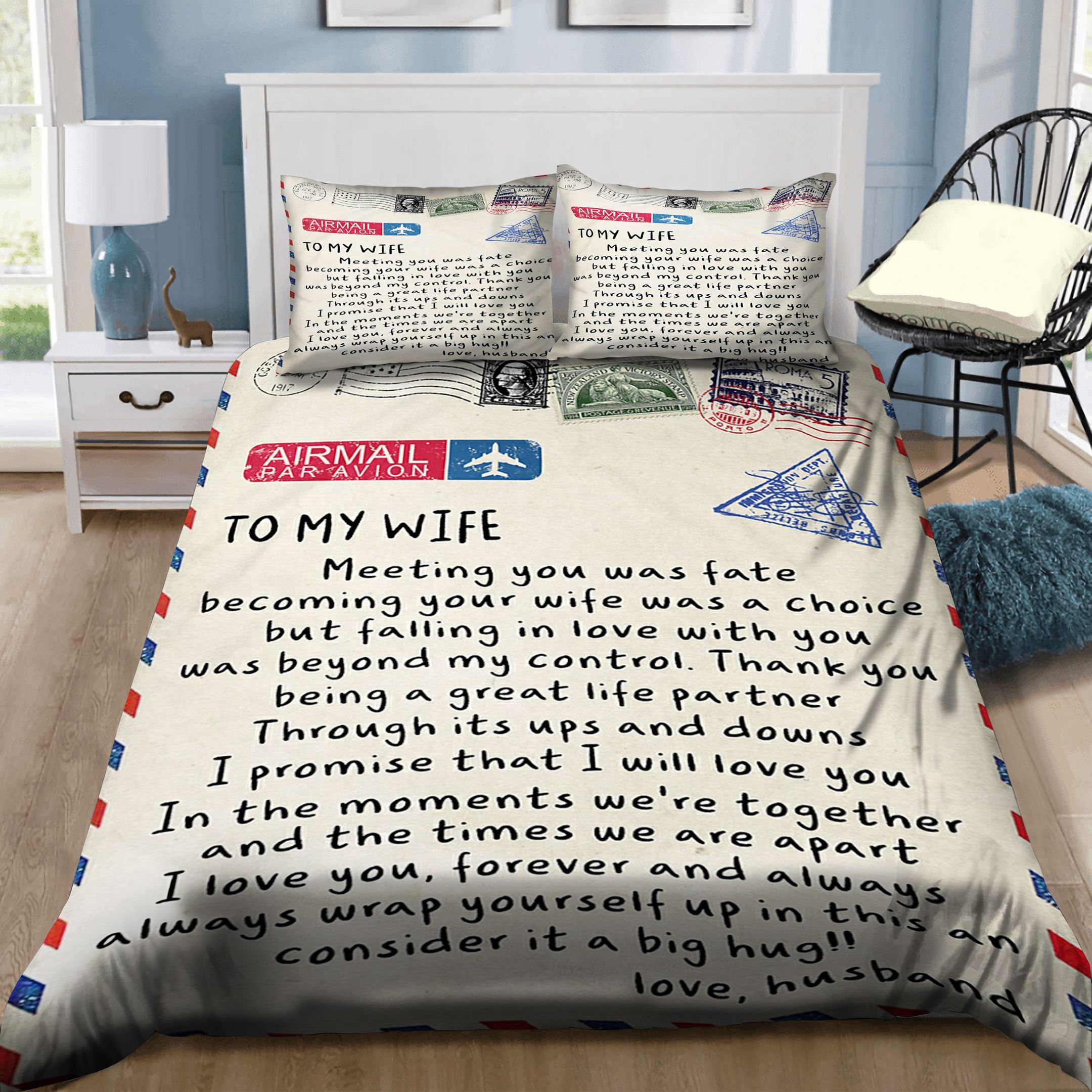 To My Wife Bedding Set