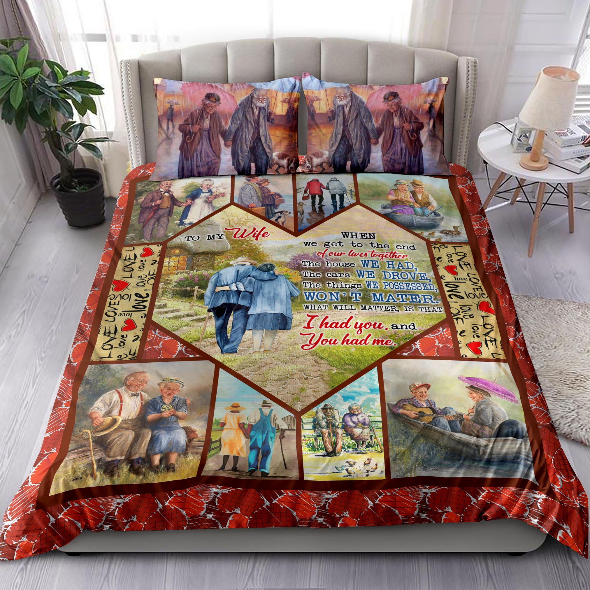 To My Wife Older Couples Bedding Set
