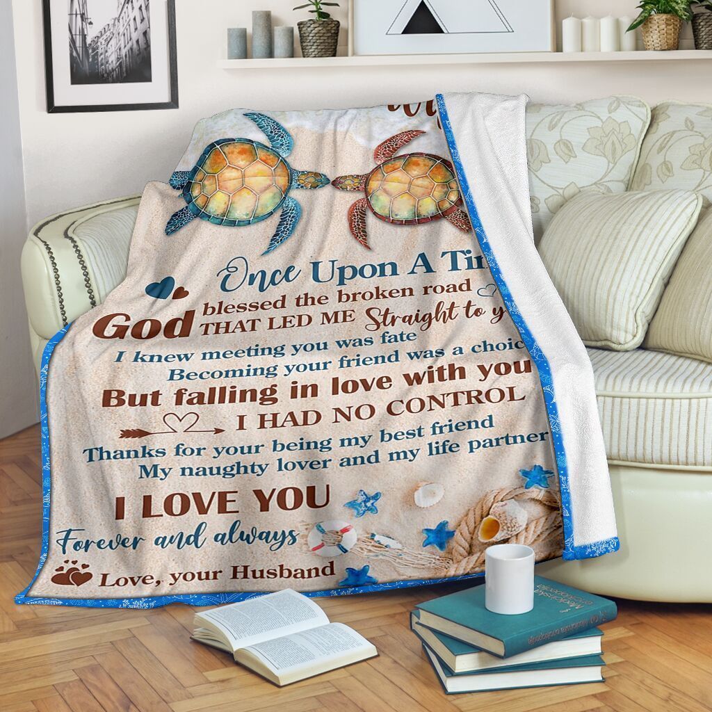 To My Wife Sea Turtle Sherpa Fleece Blanket