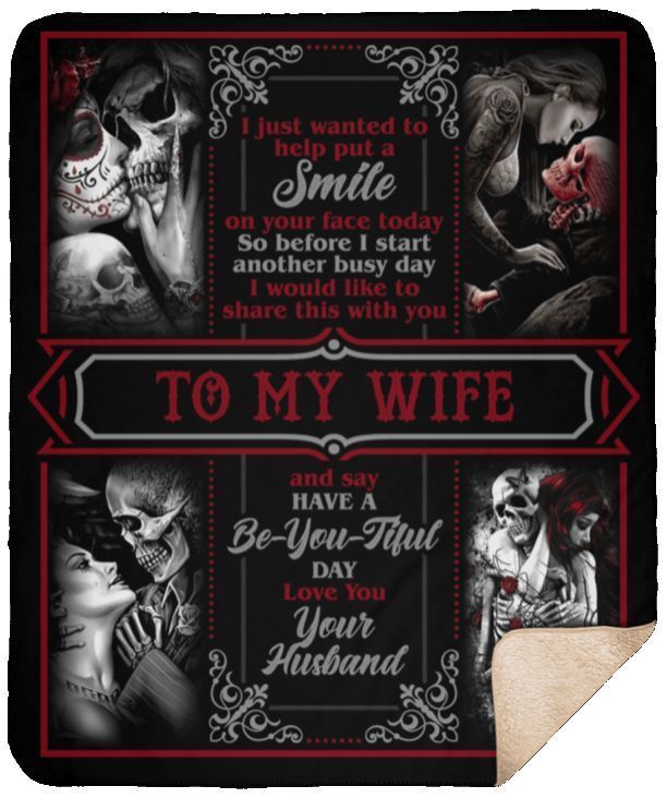 To My Wife Skull Sherpa Fleece Blanket