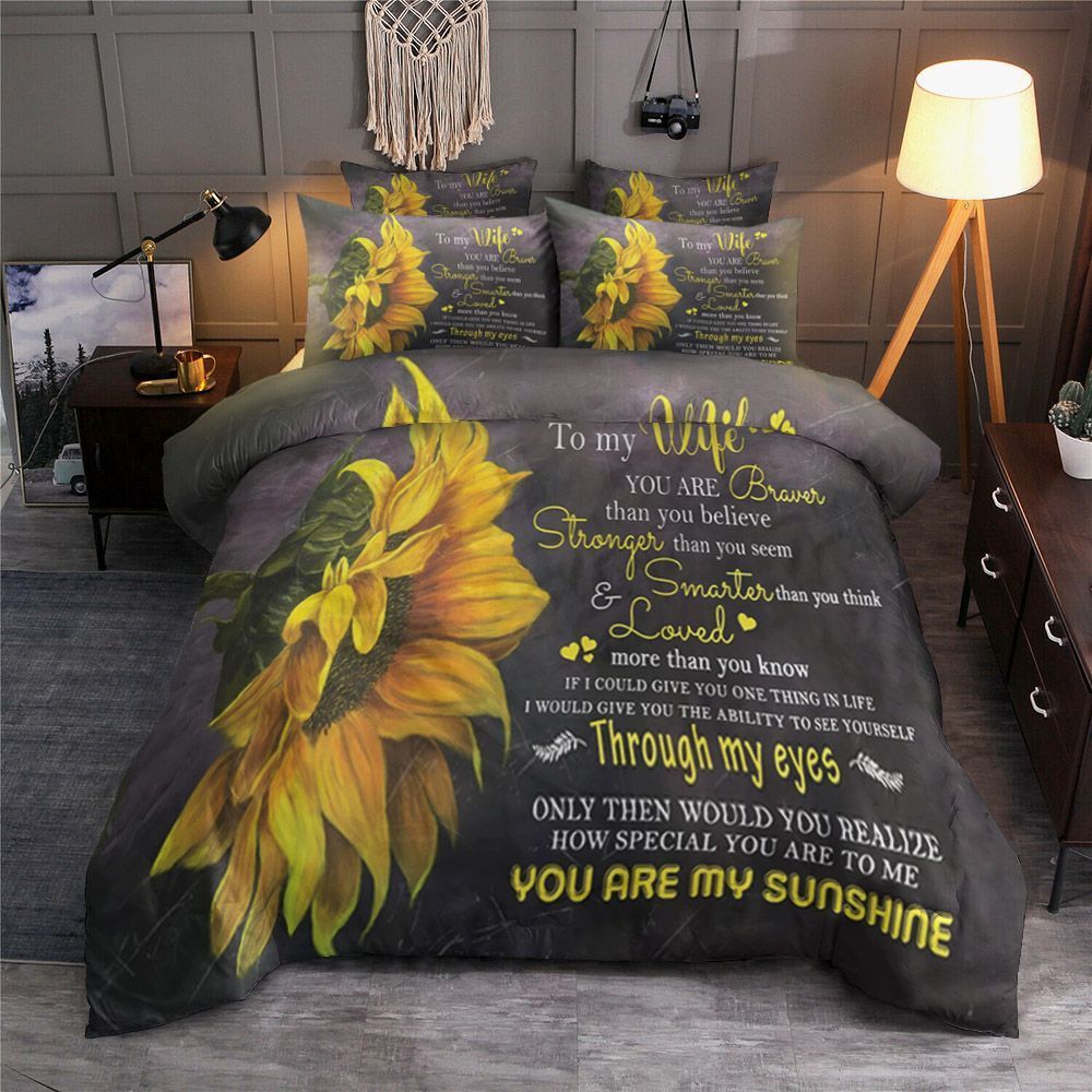 To My Wife Sunflower Bedding Set