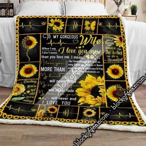 To My Wife Sunflower Sherpa Fleece Blanket
