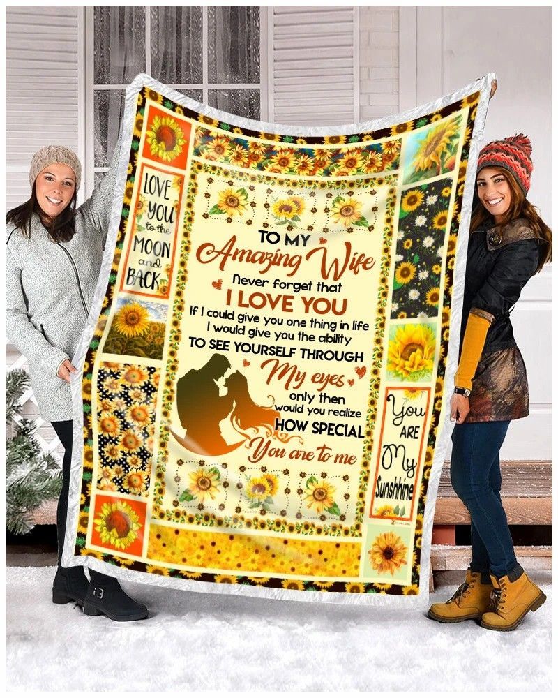 To My Wife Sunflower Fleece Blanket