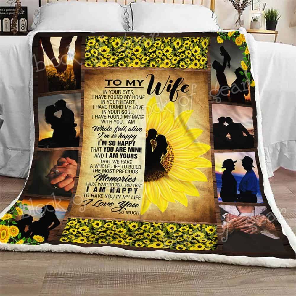 To My Wife Sunflower Fleece Blanket