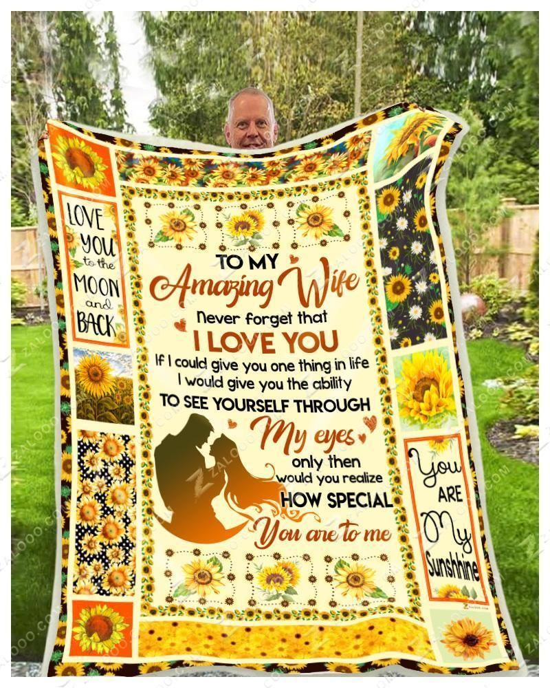 To My Wife – Sunflower – How Special You Are To Me Fleece Blanket