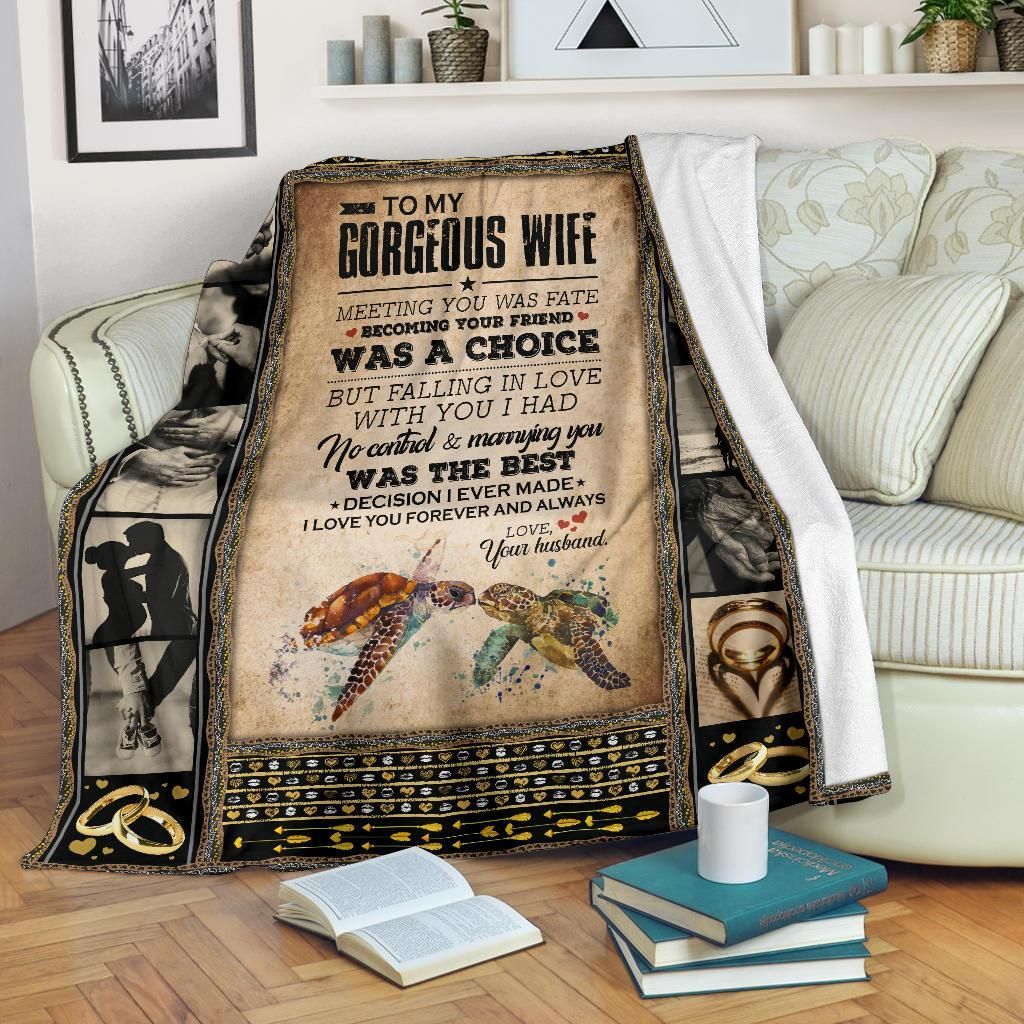 To My Wife Turtle Sherpa Fleece Blanket