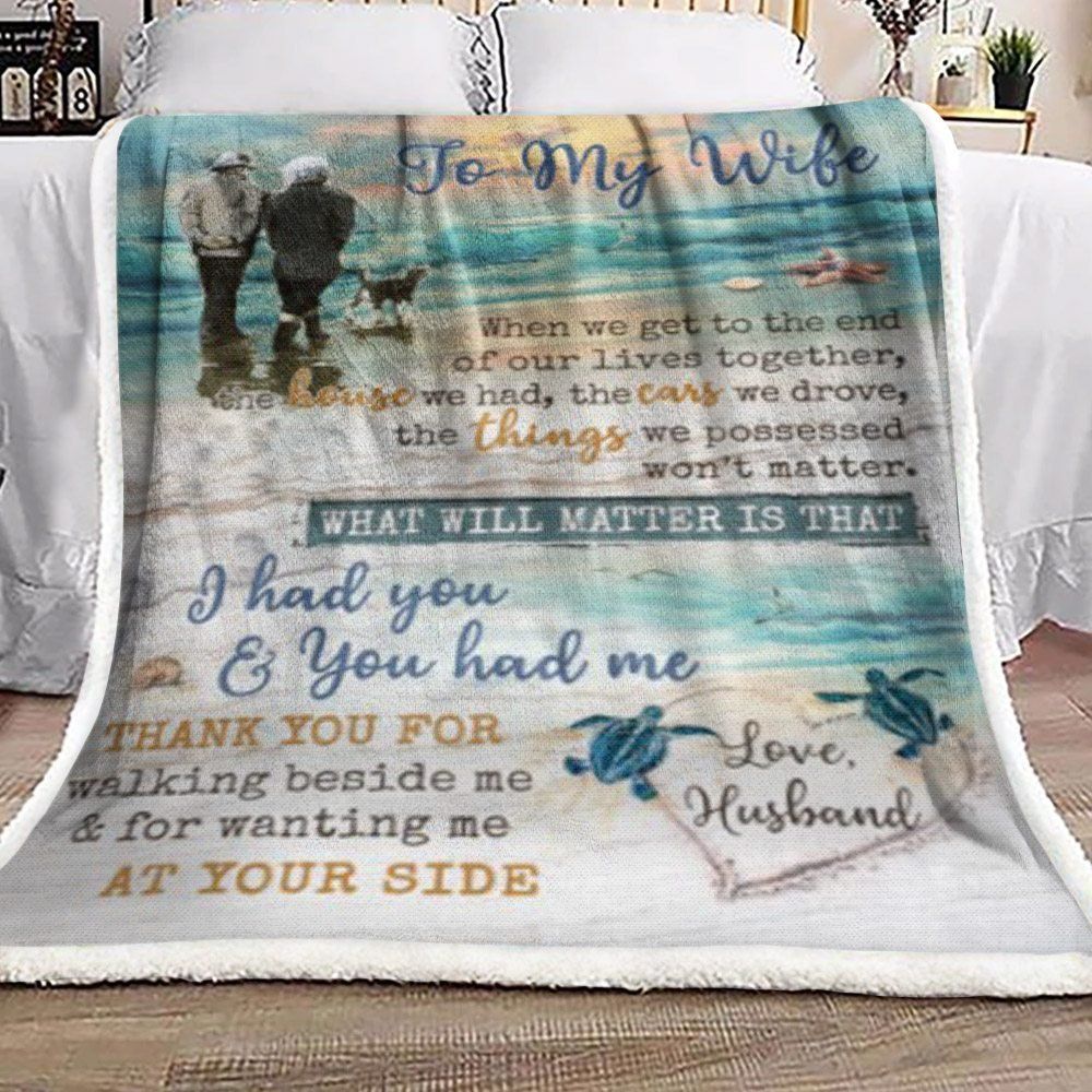 To My Wife Turtle Sherpa Fleece Blanket