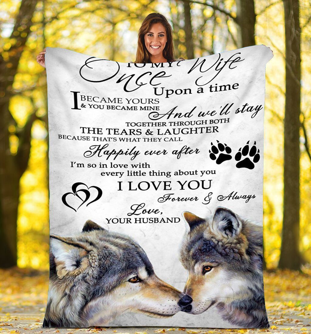 To My Wife Wolf Sherpa Fleece Blanket