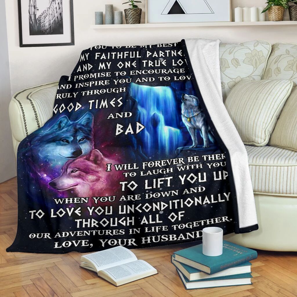 To My Wife Wolf Sherpa Fleece Blanket