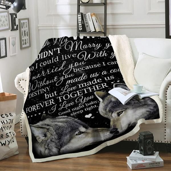 To My Wife Wolf Sherpa Fleece Blanket
