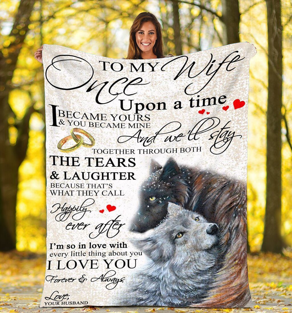 To My Wife Wolf Sherpa Fleece Blanket