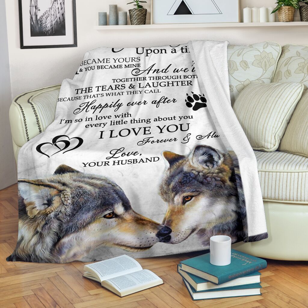 To My Wife Wolf Sherpa Fleece Blanket
