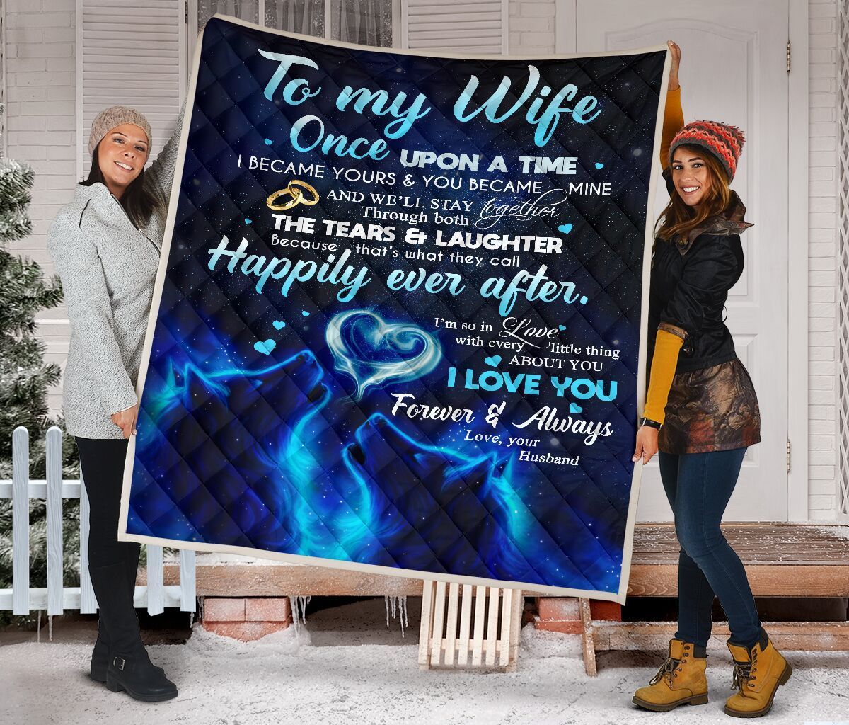 To My Wife Wolf Love GS-CL-NT1307 Quilt Blanket
