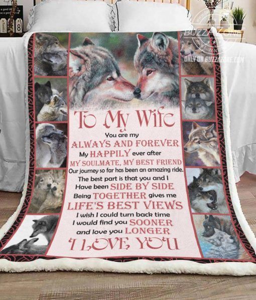 To My Wife Wolf You Are My Always And Forever Sherpa Fleece Blanket