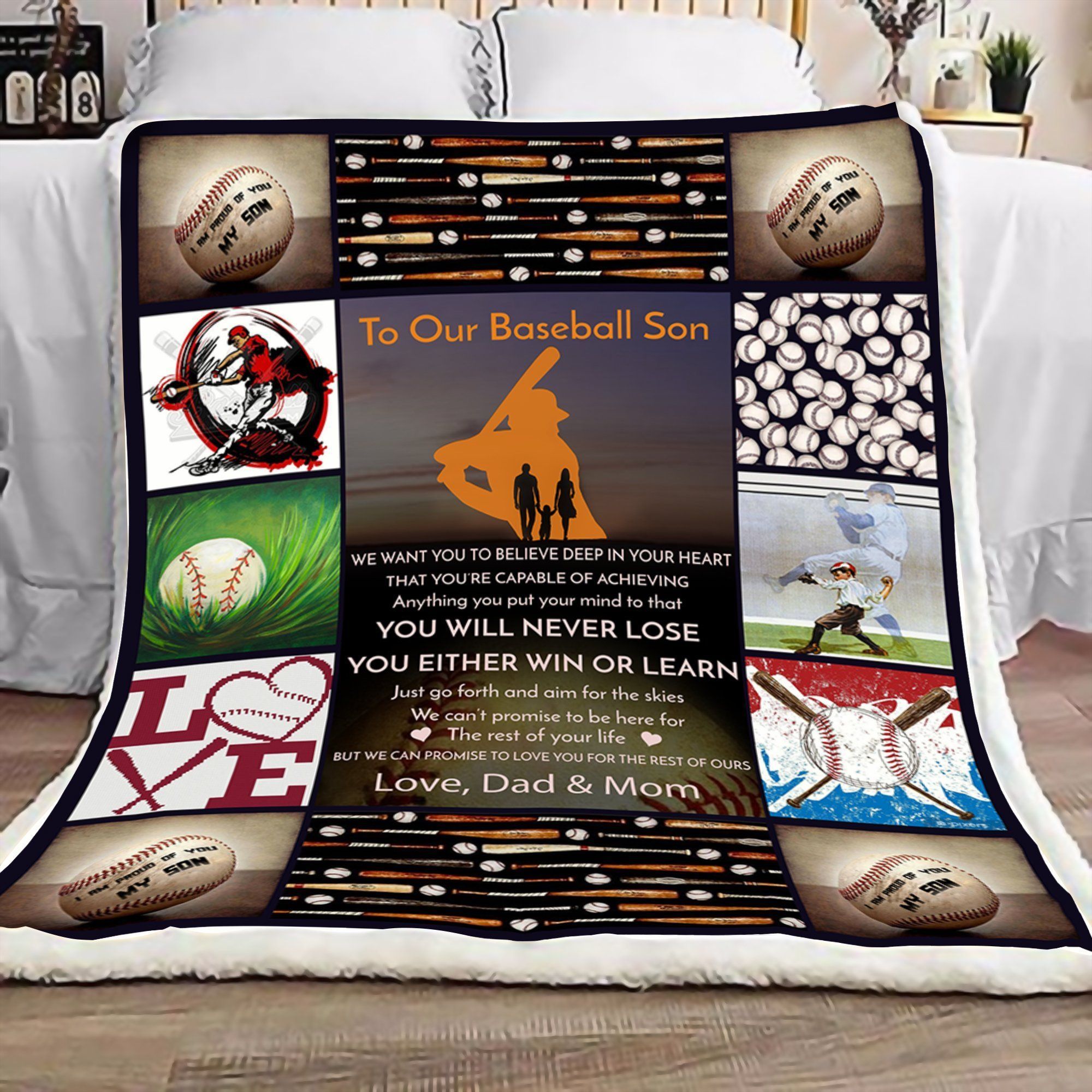 To Our Baseball Son Sherpa Fleece Blanket