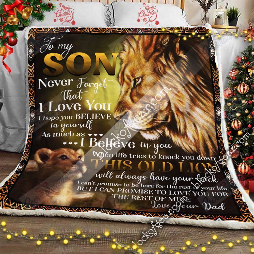 To Son From Dad This Old Lion Will Always Have Your Back Fleece Blanket