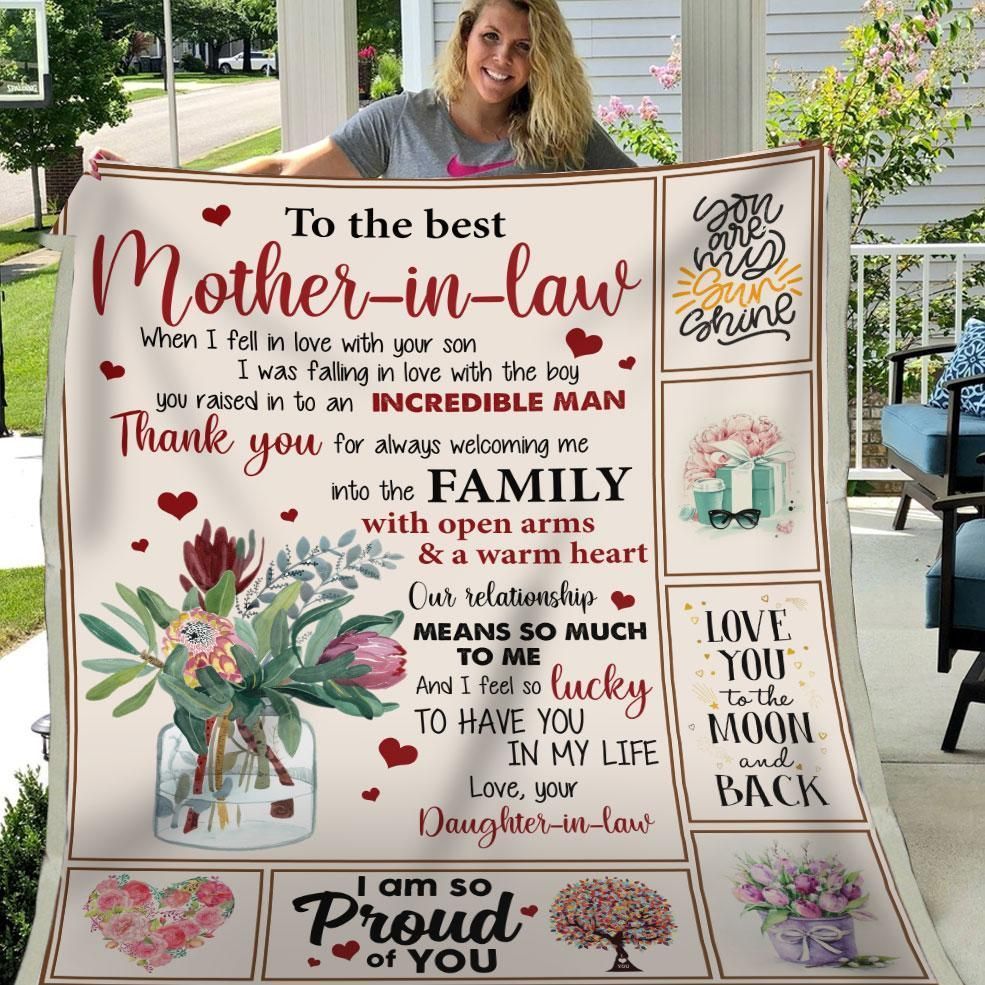 To The Best Mother In Law Thanks For Always Welcoming Me Sherpa Fleece Blanket