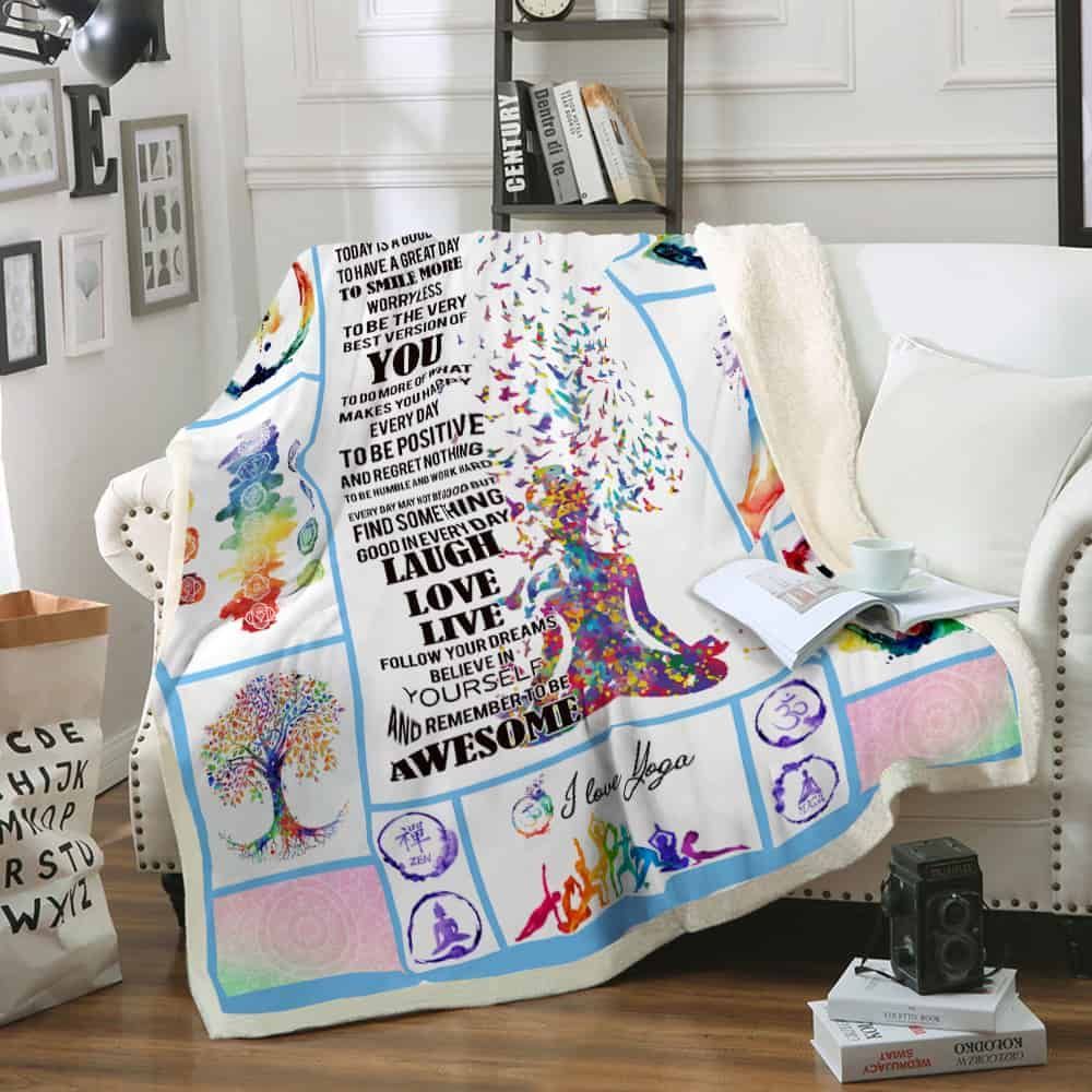 Today Is A Good Day Yoga Fleece Blanket