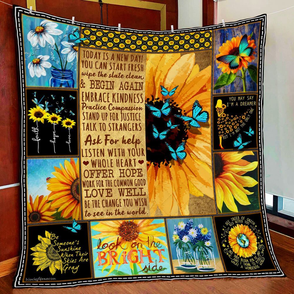 Today Is A New Day Sunflower GS-CL-LD2506 Quilt Blanket
