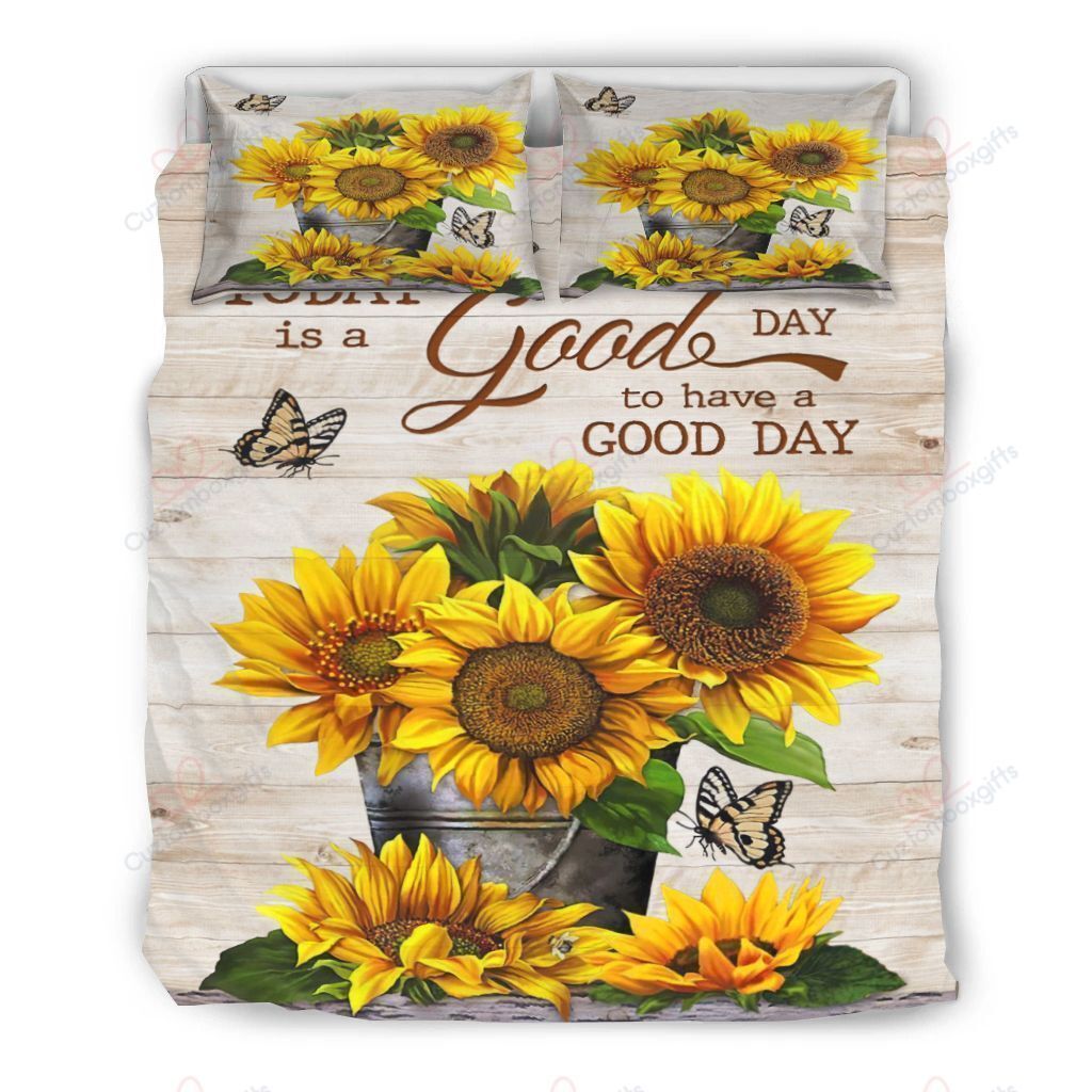 Today Is The Good Day Sunflower Butterfly Bedding Set