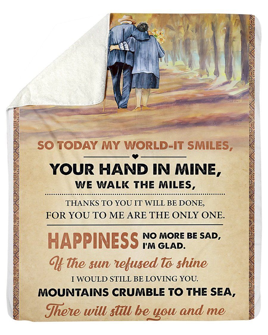 Today My World It Smiles Your Hand In Mine Wedding Anniversary Gift Fleece Blanket