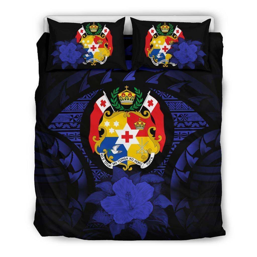 Tonga Dark Blue Hibiscus Bedding Set