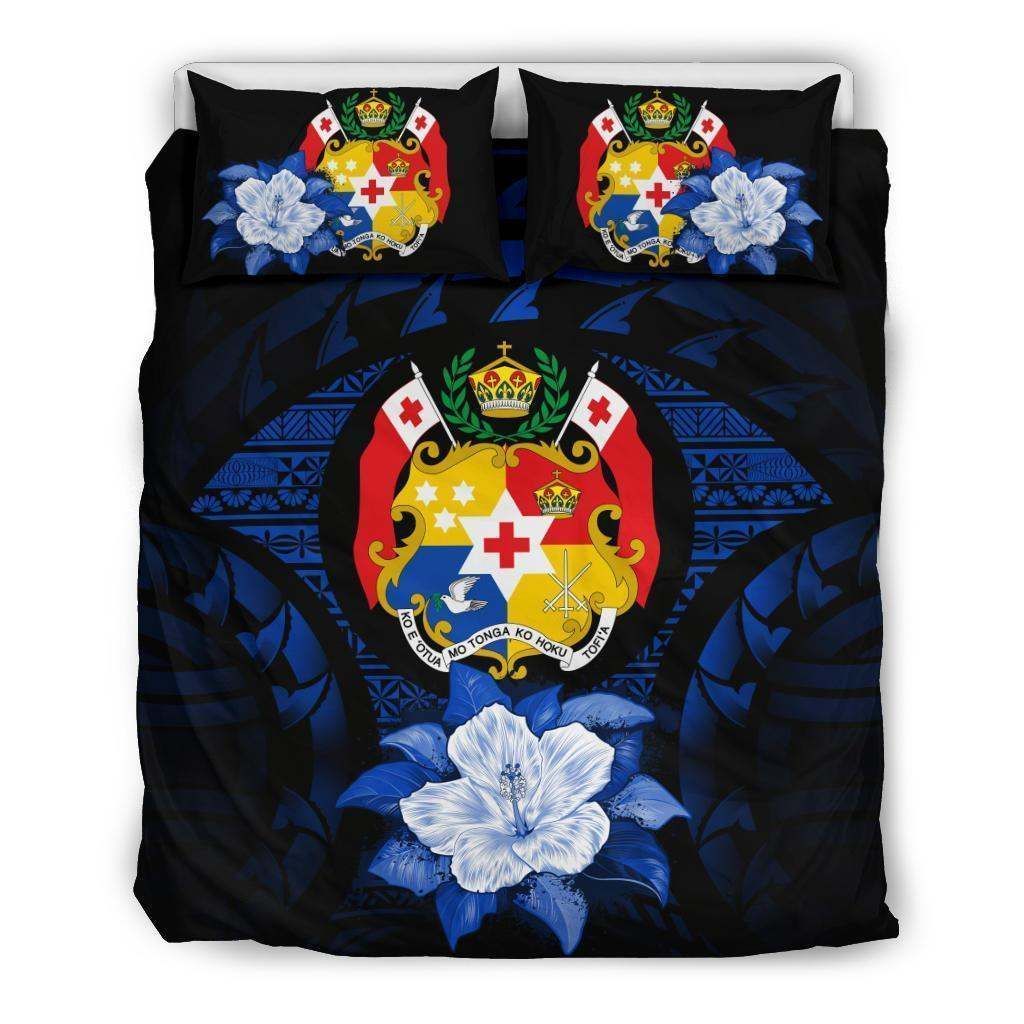 Tonga Dark Blue Hibiscus Bedding Set