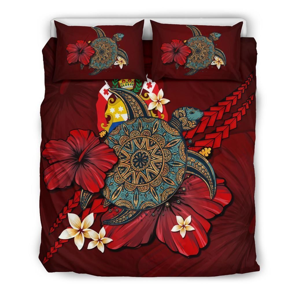 Tonga Red Turtle Tribal Bedding Set