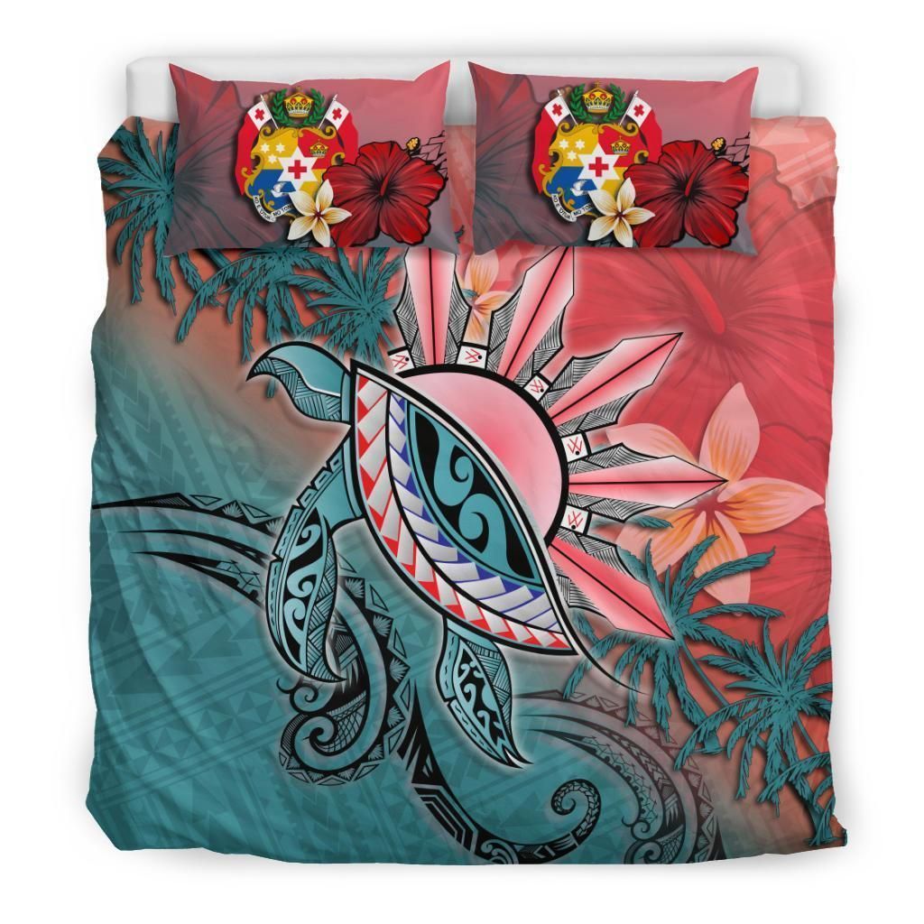 Tongan Turtle And Sun Hibiscus Paisley Bedding Set