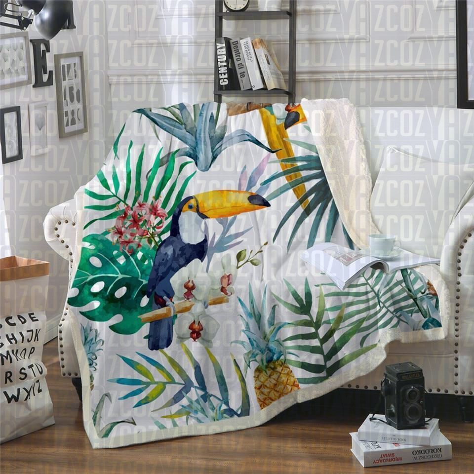 Toucan Birds Sherpa Fleece Blanket