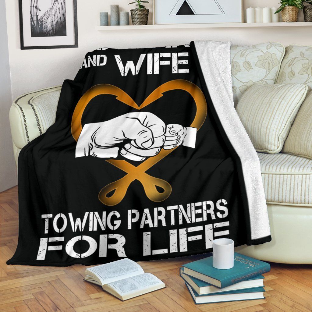 Towing Partners For Life Husband And Wife Sherpa Fleece Blanket