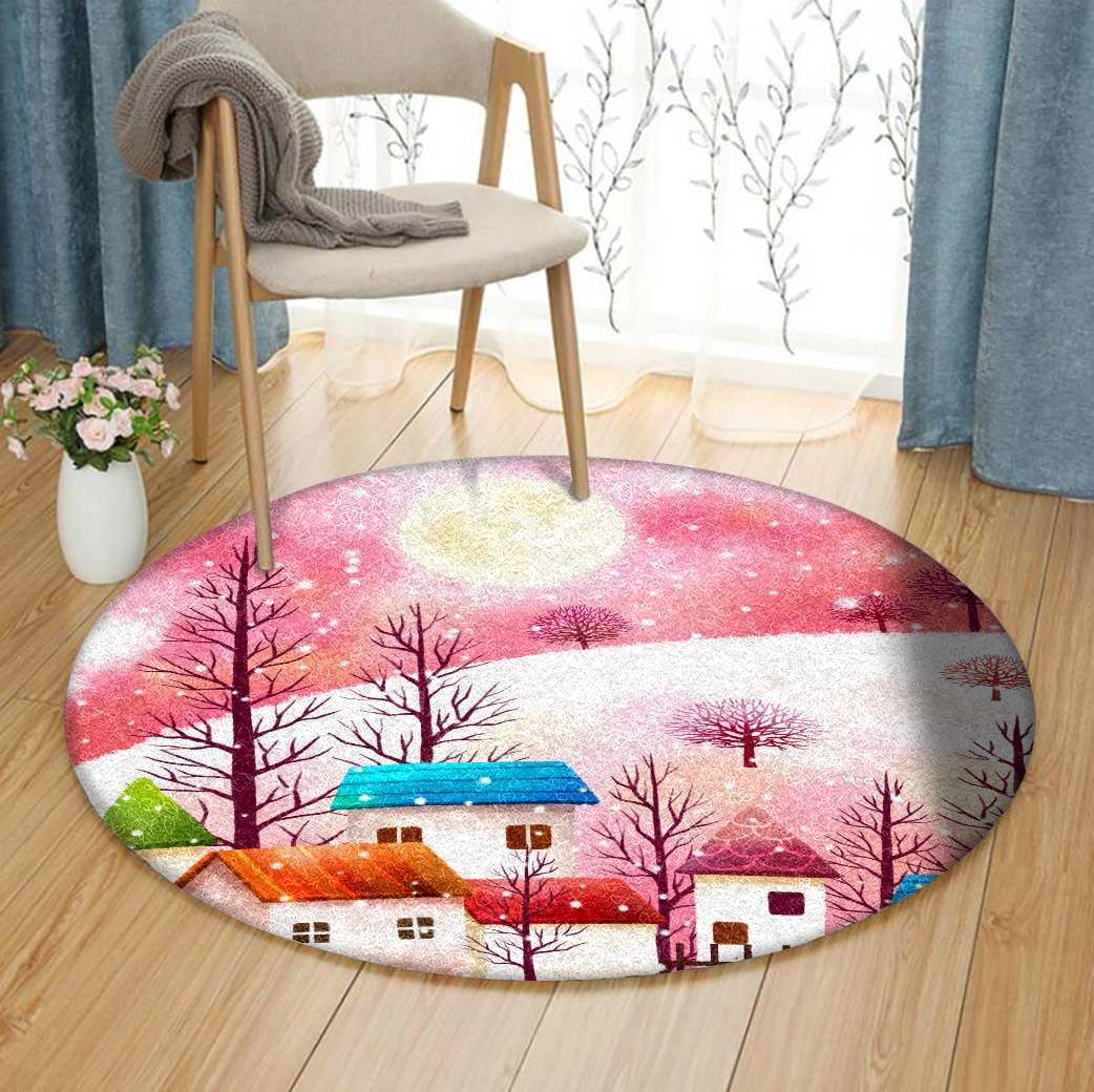 Town Christmas Round Carpet