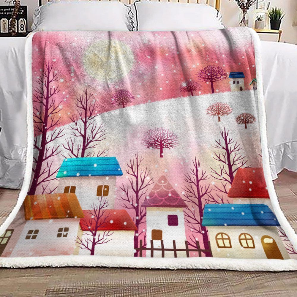 Town Christmas Sherpa Fleece Blanket