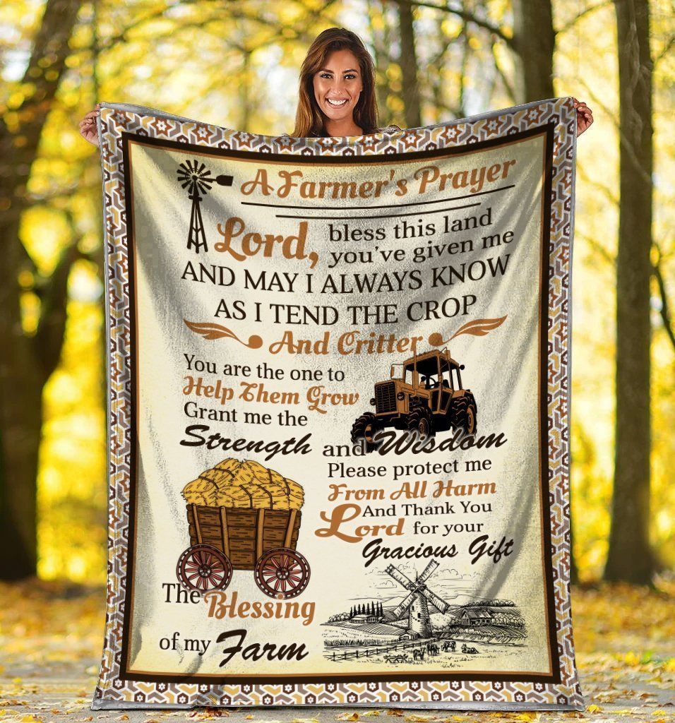 Tractor A Farmer’s Prayer Farming Farmer Printed Fleece Blanket