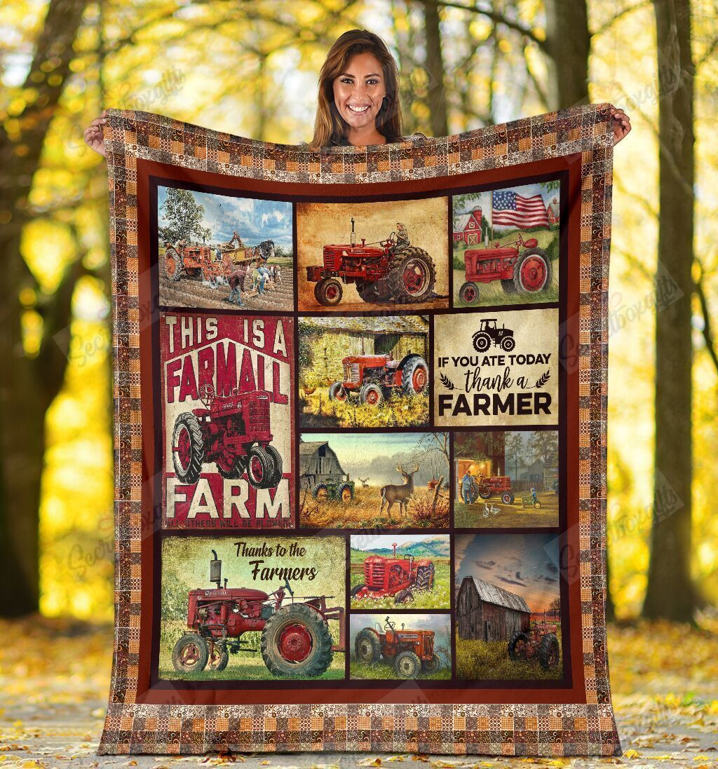 Tractor Lover Farmer Farming Farm Fleece Blanket