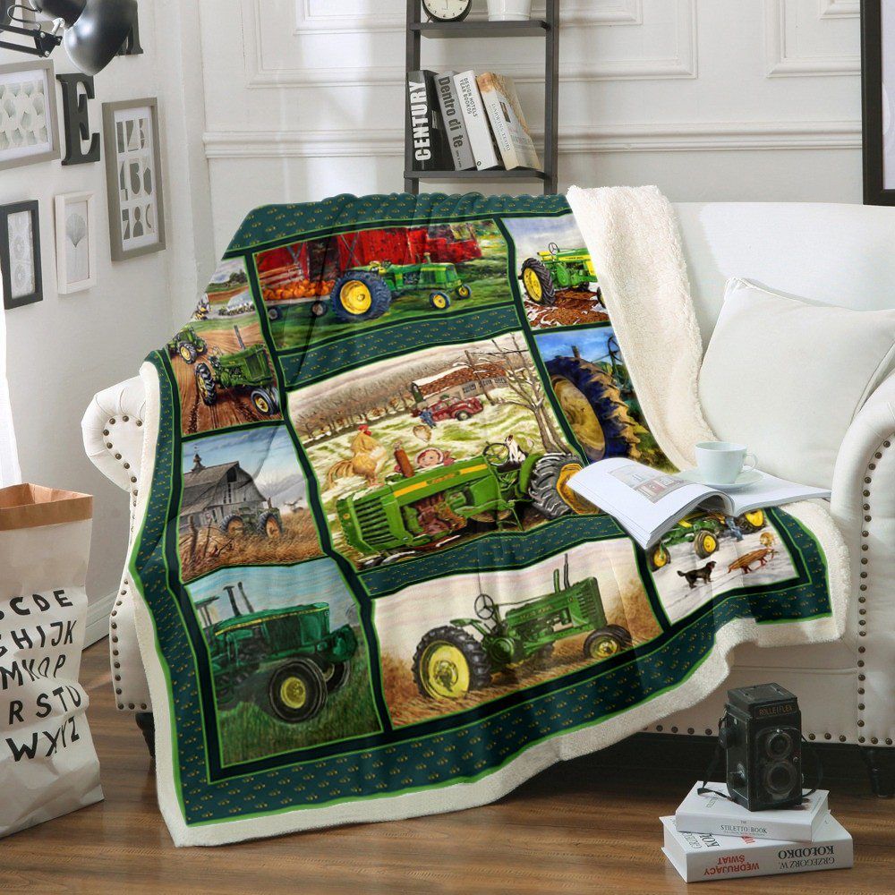 Tractors Sherpa Fleece Blanket