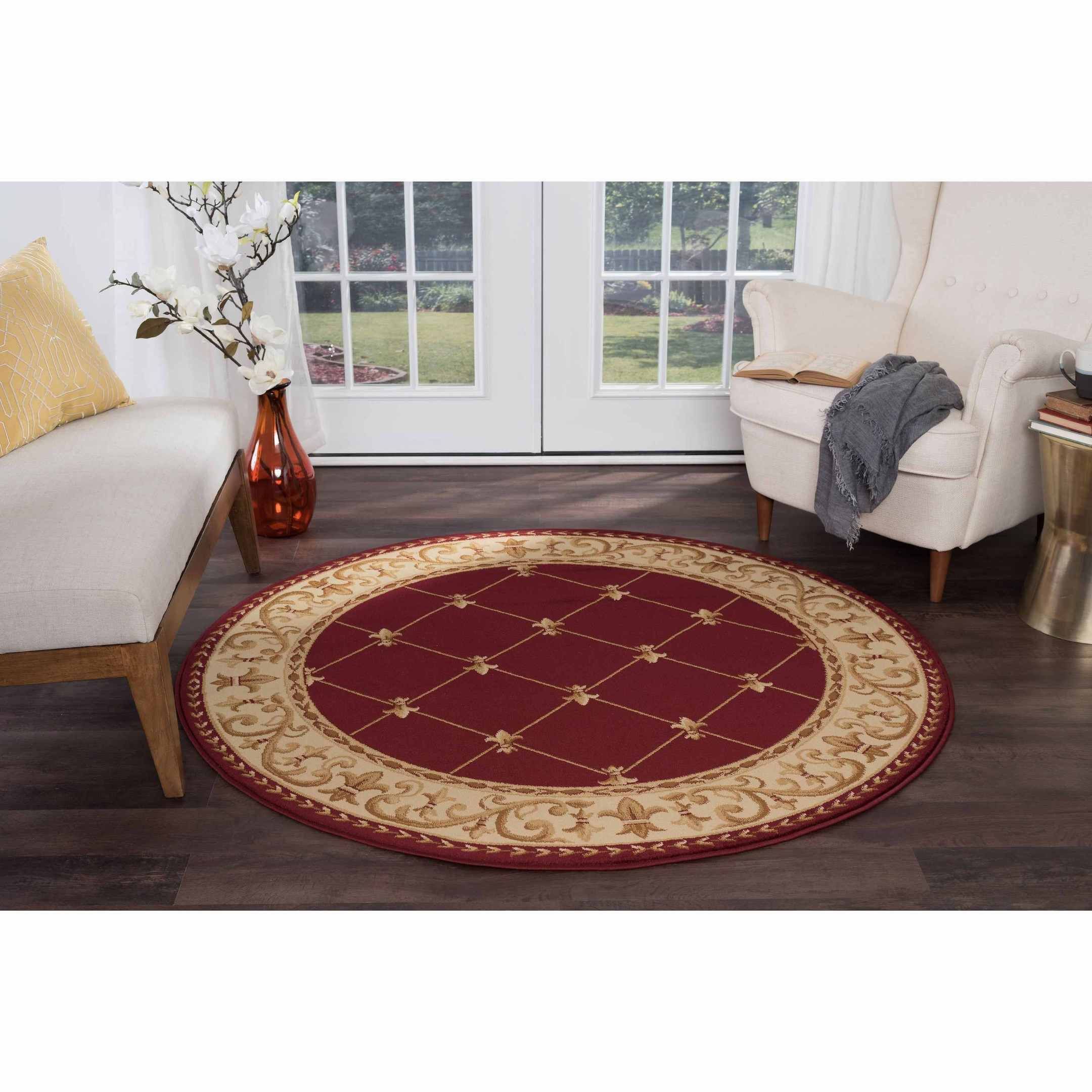 Traditional Border Round Carpet