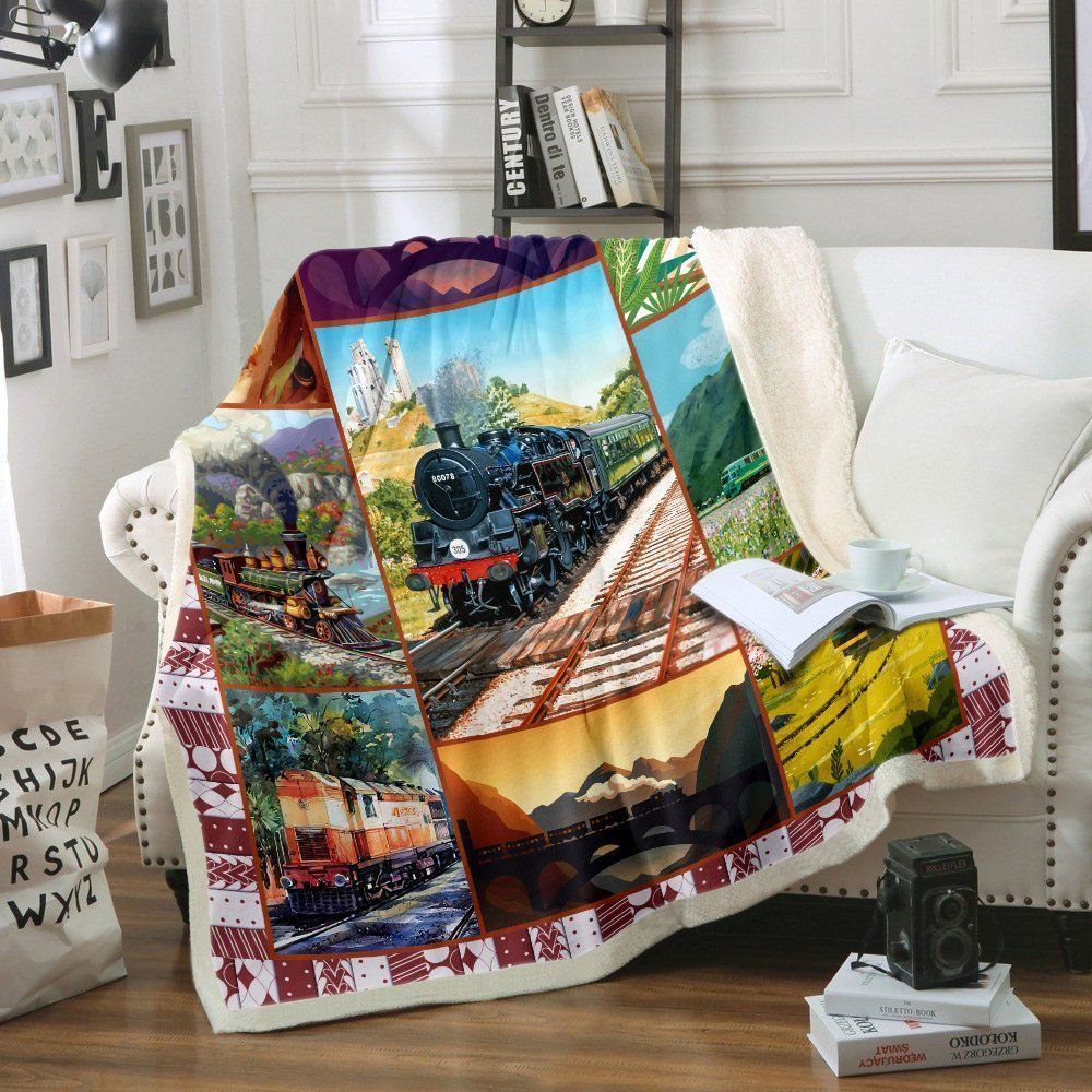 Train 01 Sherpa Fleece Blanket