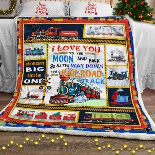 Train Boy Sherpa Fleece Blanket