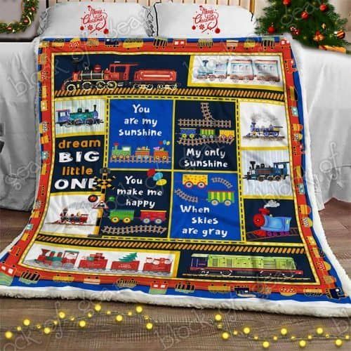 Train Boy My Sunshine Sherpa Fleece Blanket