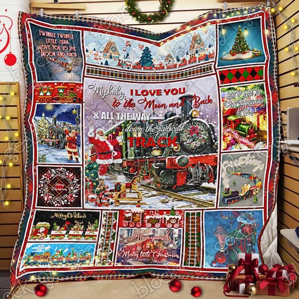 Train Christmas CL14100507MDQ Quilt Blanket