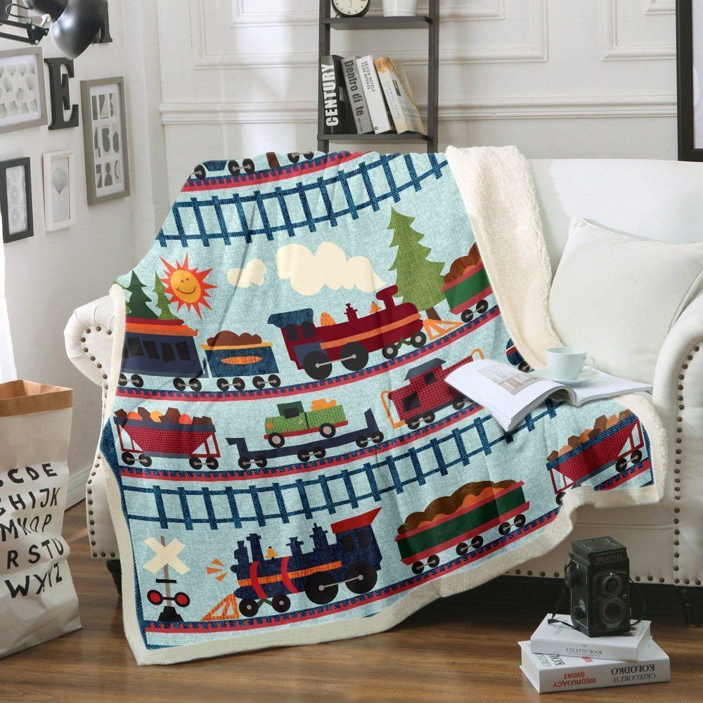 Train Sherpa Fleece Blanket