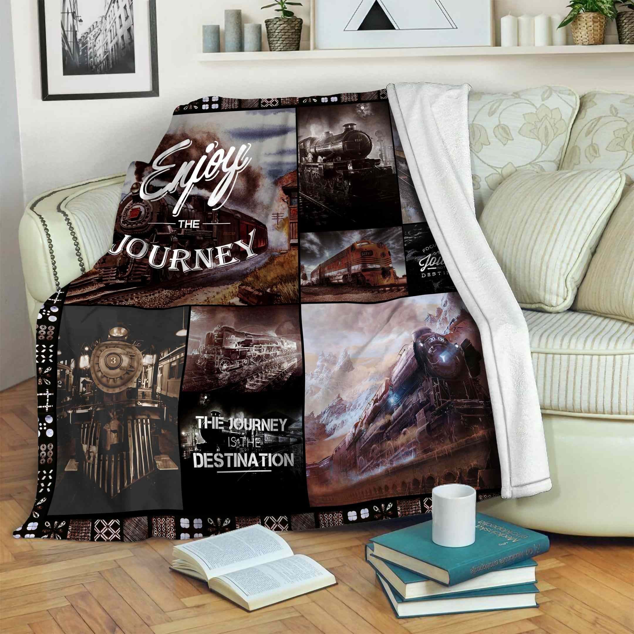 Train The Journey Destination Sherpa Fleece Blanket