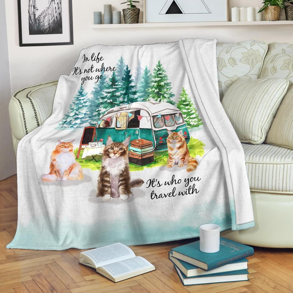 Travelling With Cat Sherpa Fleece Blanket