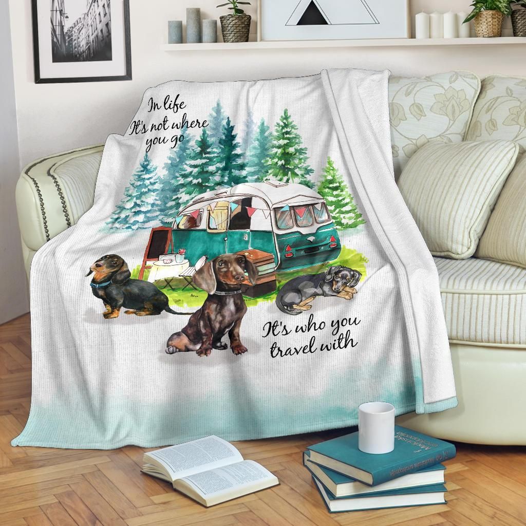 Travelling With Dachshund Sherpa Fleece Blanket