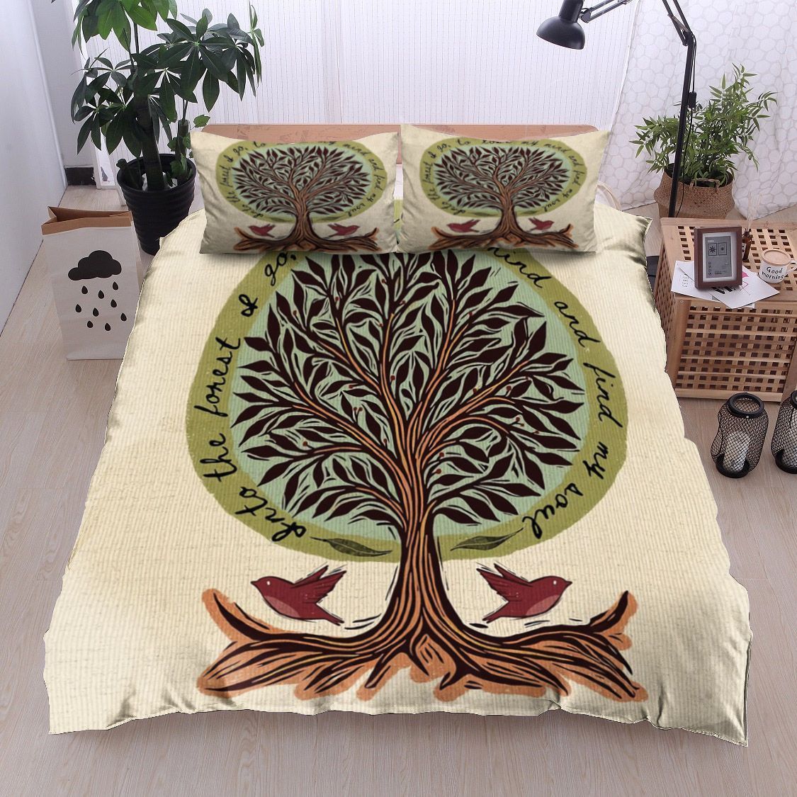 Tree And Bird Bedding Set